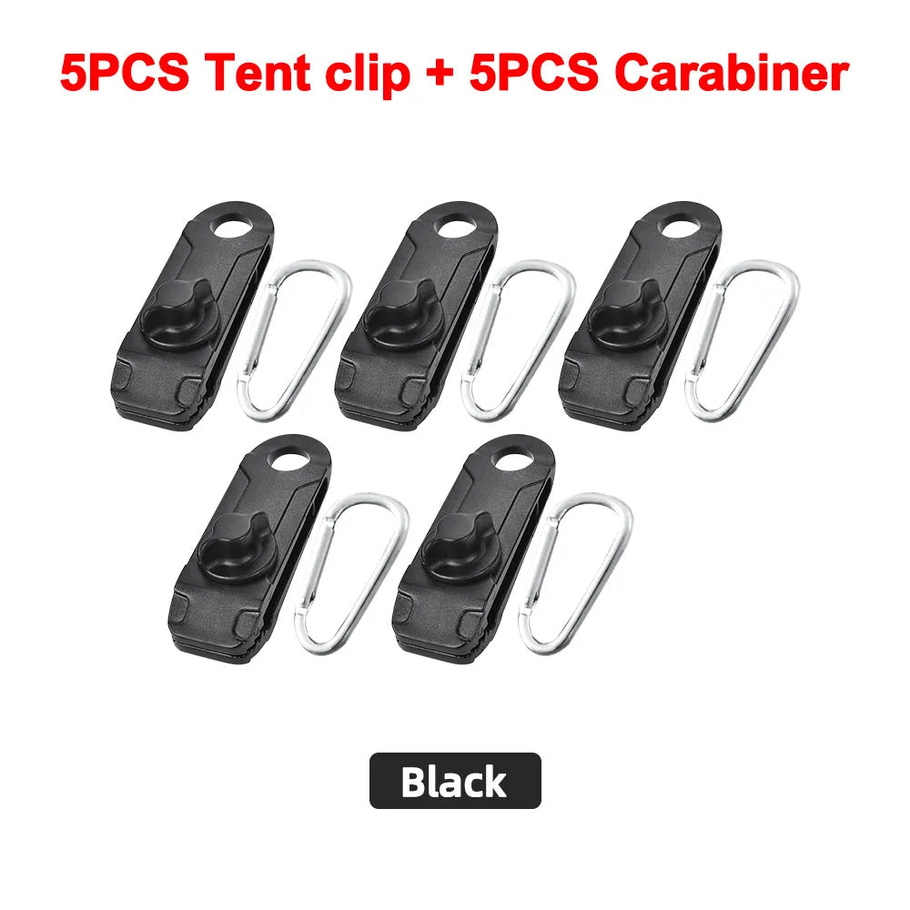 Heavy Duty Tarp Clips Set with Lock Grip Fasteners - HAX Essentials - outdoor - 5pcs and carabiner