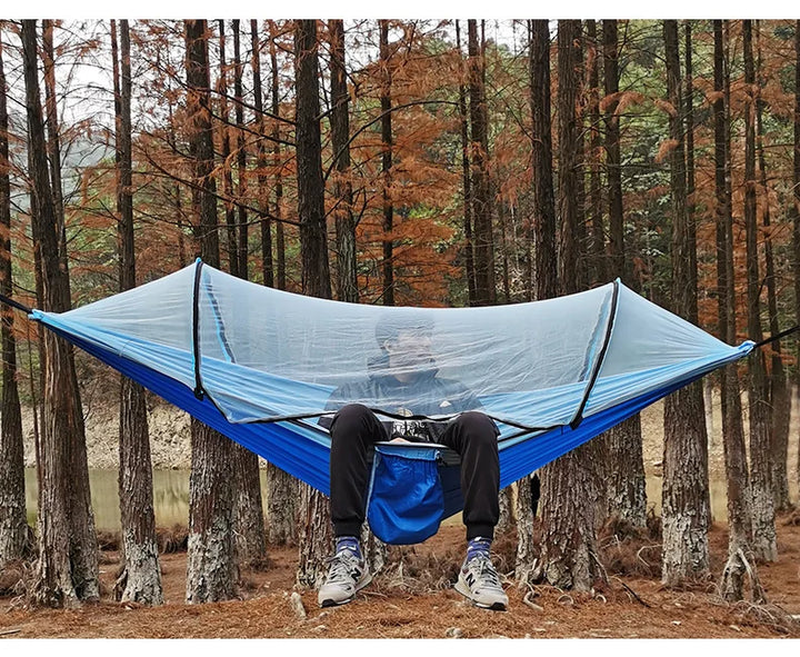 Automatic Quick-opening Mosquito Net Hammock - HAX Essentials - camping - blue used