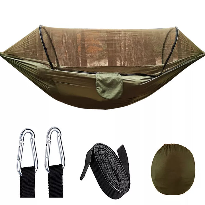 Automatic Quick-opening Mosquito Net Hammock - HAX Essentials - camping - army green