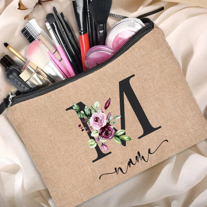 Personalized Linen Beauty Bag - HAX Essentials - customized - M