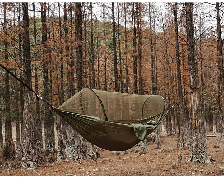 Automatic Quick-opening Mosquito Net Hammock - HAX Essentials - camping - side angle
