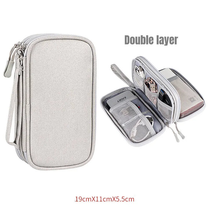 TravelTech Cable Organizer Bag - HAX Essentials - travel - double layer grey