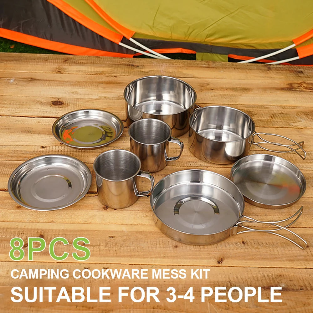 Outdoor 8PCS Cookware Set - HAX Essentials - camping - 8pcs