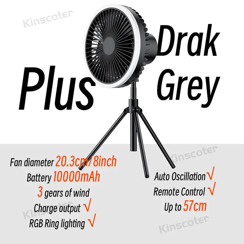 BreezeMate 10000mAh Portable Fan - HAX Essentials - camping - plus dark grey