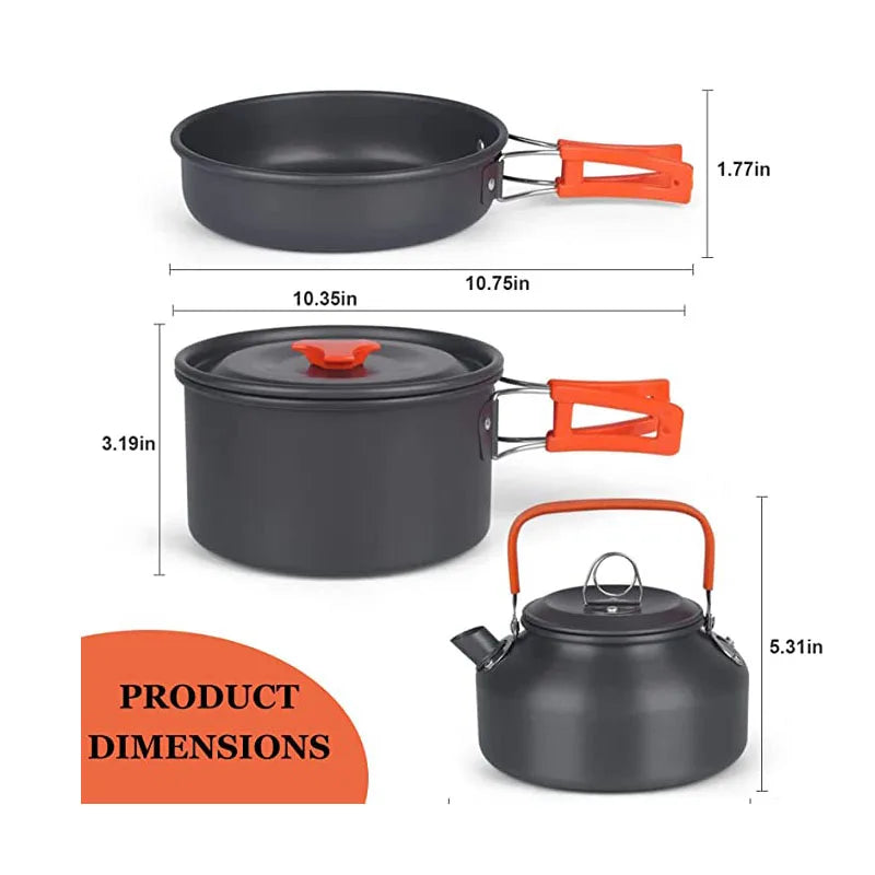 AlpineChef Portable Camping Cookware Set - HAX Essentials - camping - dimensions