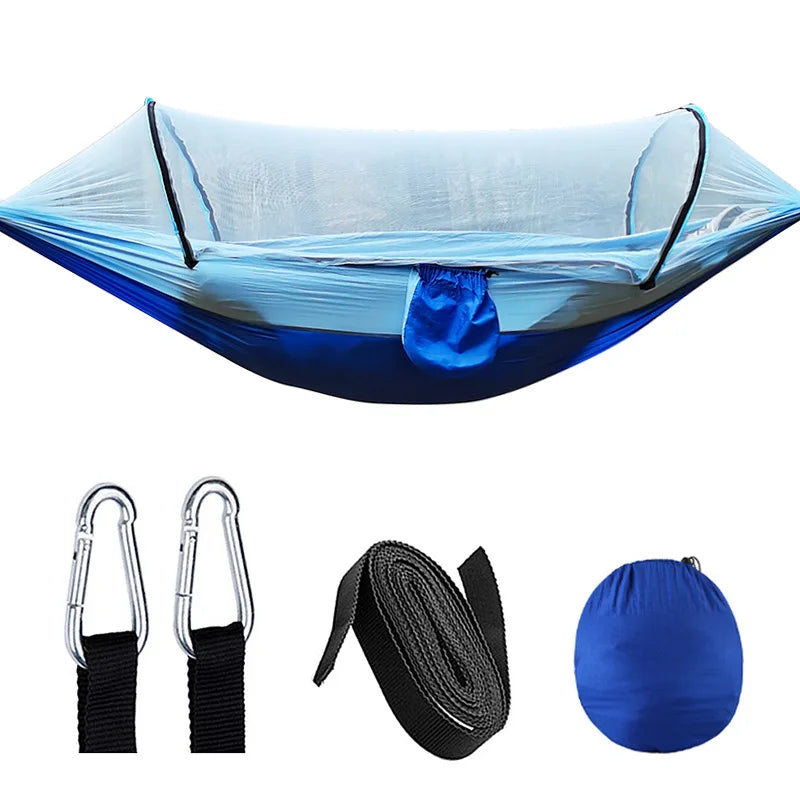 Automatic Quick-opening Mosquito Net Hammock - HAX Essentials - camping - blue