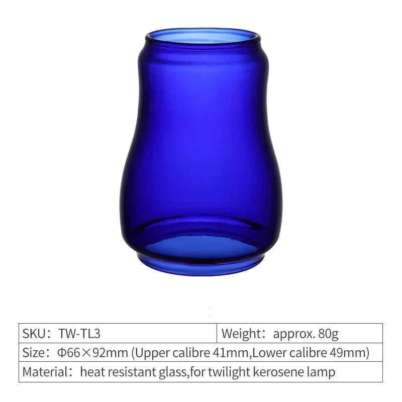 Heritage Glow Kerosene Lantern - HAX Essentials - camping - blue glass lampshade