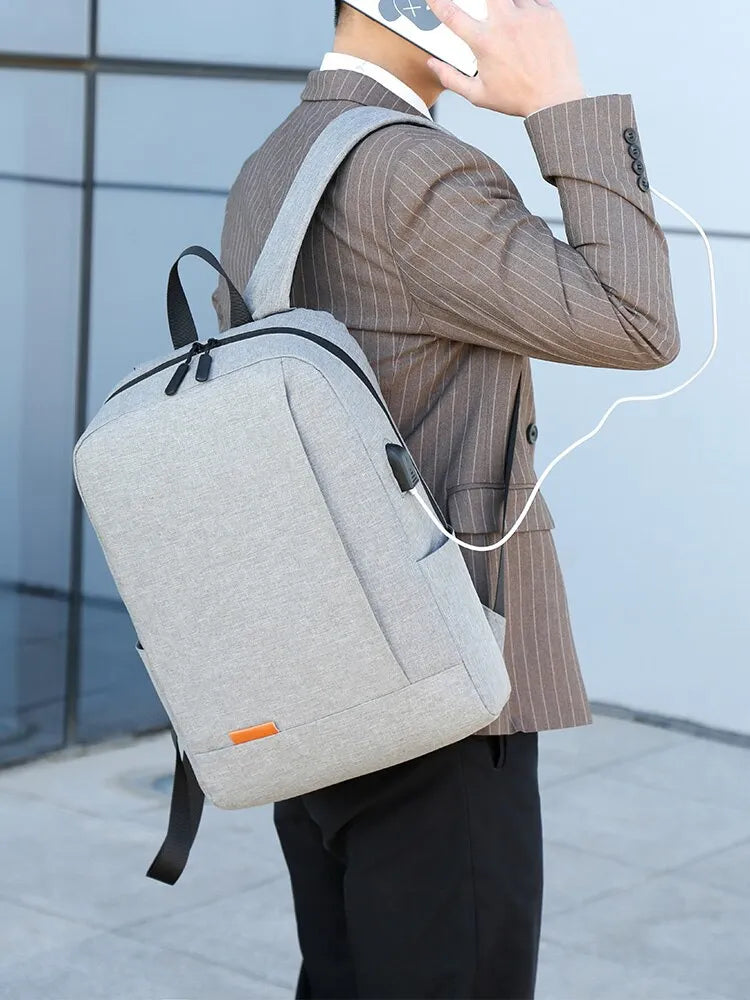 Laptop USB Business Backpack - HAX Essentials - travel - white