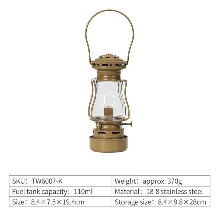 Heritage Glow Kerosene Lantern - HAX Essentials - camping - khaki lamp
