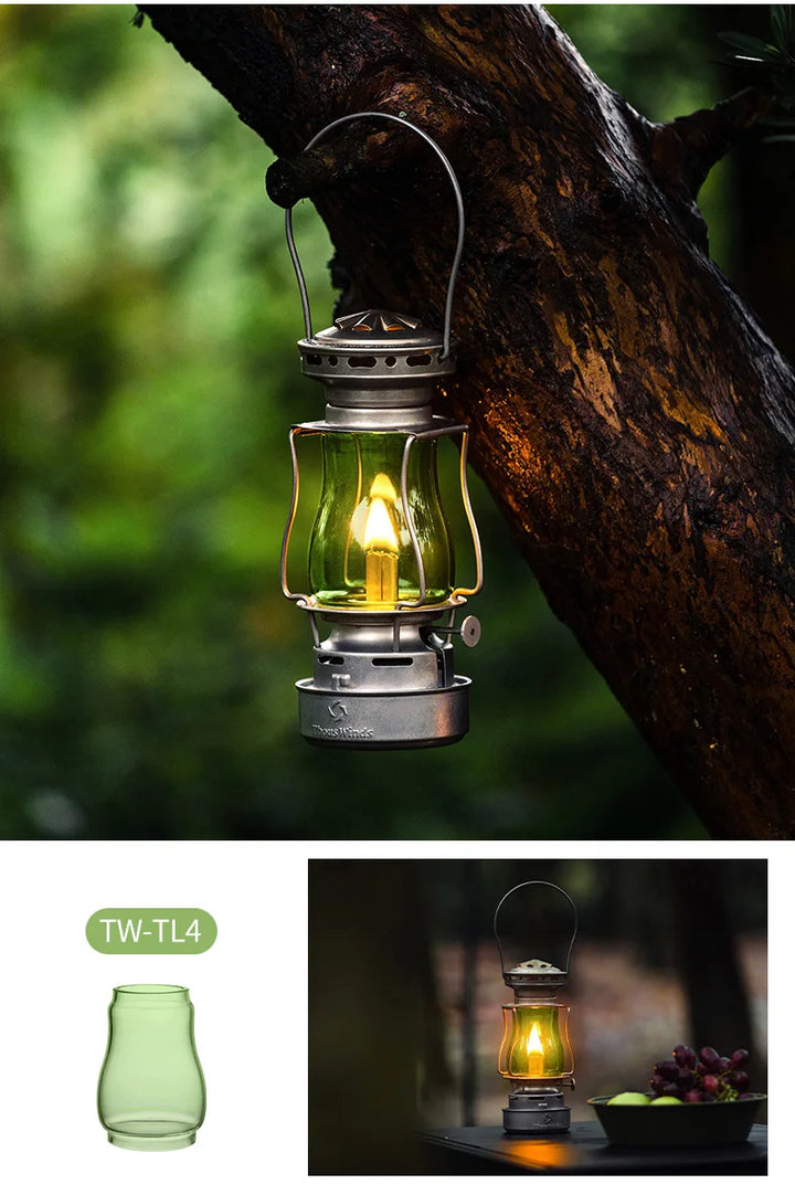 Heritage Glow Kerosene Lantern - HAX Essentials - camping - green glass