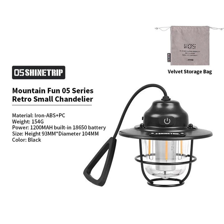 LuminaGlow Retro Camp Light - HAX Essentials - camping - black