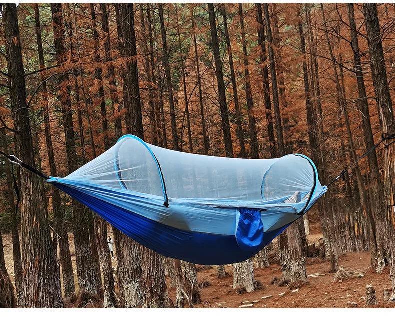 Automatic Quick-opening Mosquito Net Hammock - HAX Essentials - camping - blue side
