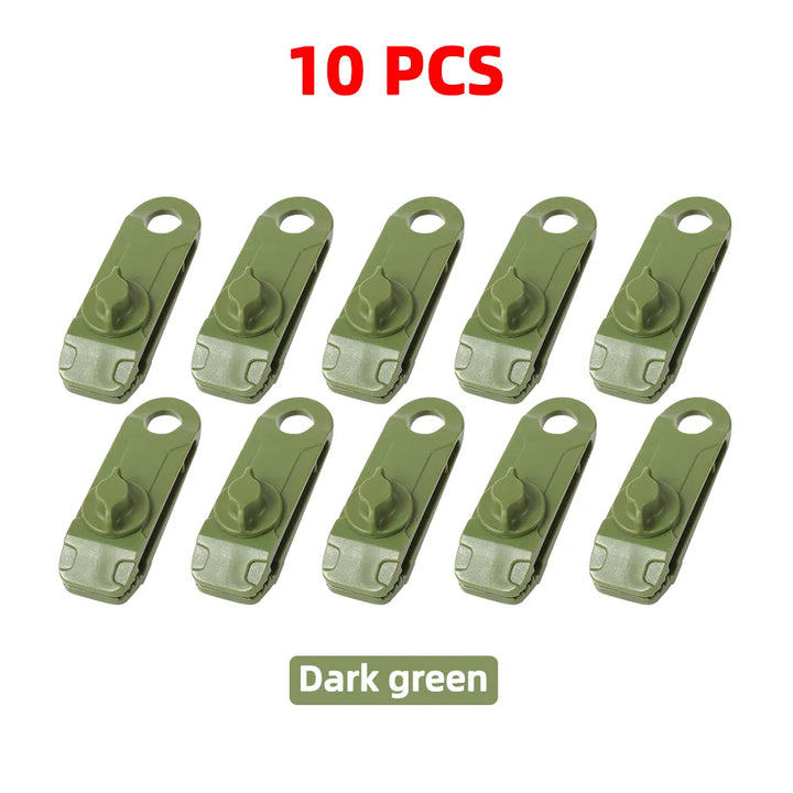 Heavy Duty Tarp Clips Set with Lock Grip Fasteners - HAX Essentials - outdoor - 10pcs green