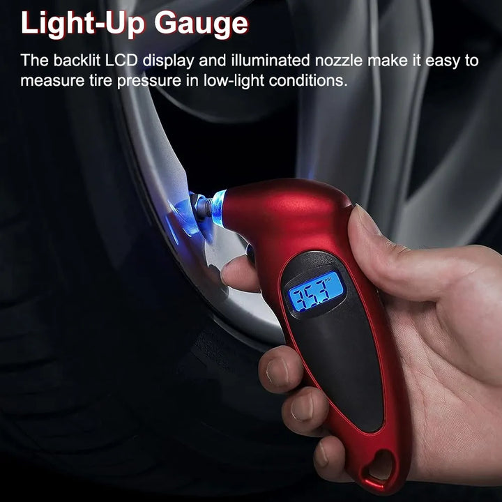 OptiGauge Pro: Advanced Digital Tire Pressure Gauge with Backlit LCD - HAX Essentials - off-roading - light-up