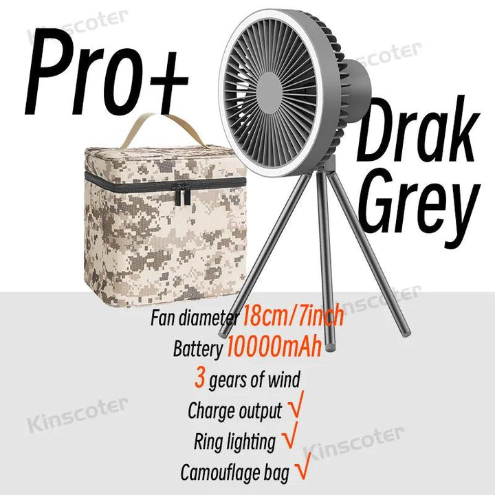 BreezeMate 10000mAh Portable Fan - HAX Essentials - camping - Pro+ Dark grey