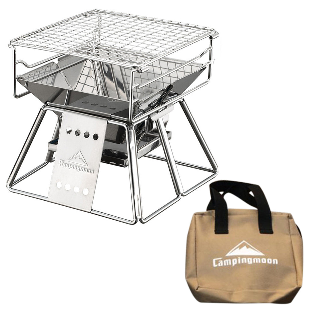Portable Stainless Steel BBQ Grill - HAX Essentials - camping - bag